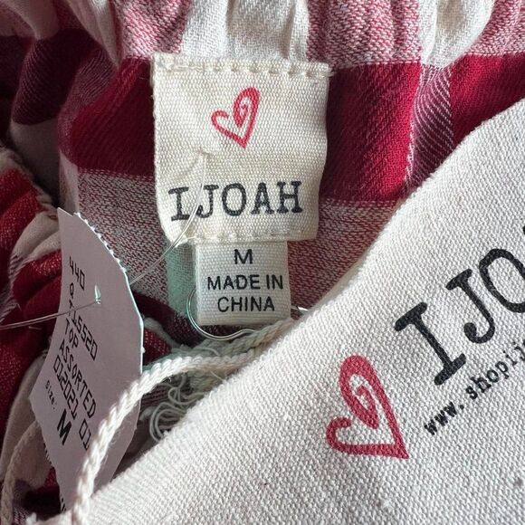IJOAH Red & White Plaid Floral Off Shoulder Top Size M  NWT - Picture 5 of 9